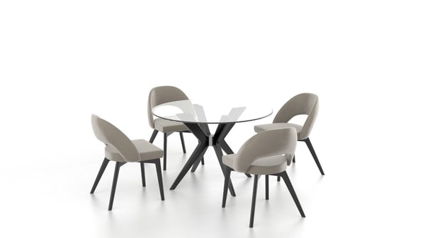 CANADEL DOWNTOWN ROUND DINING SET - GLASS TOP/ GREY